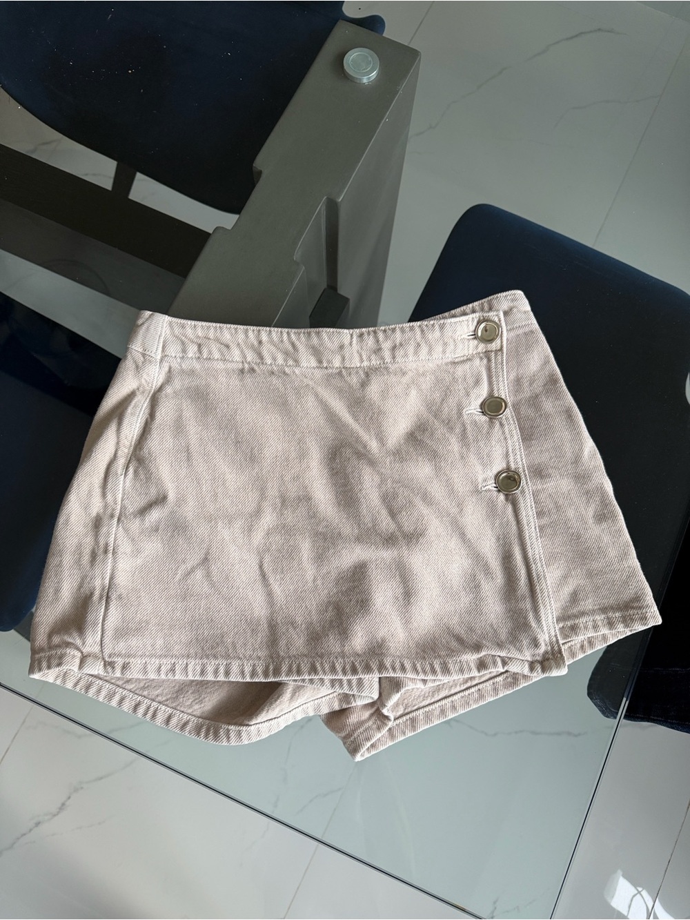 Zara Light Beige Wrap-Style Skort